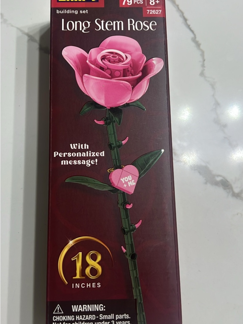 Long Stem Pink Rose Building Set